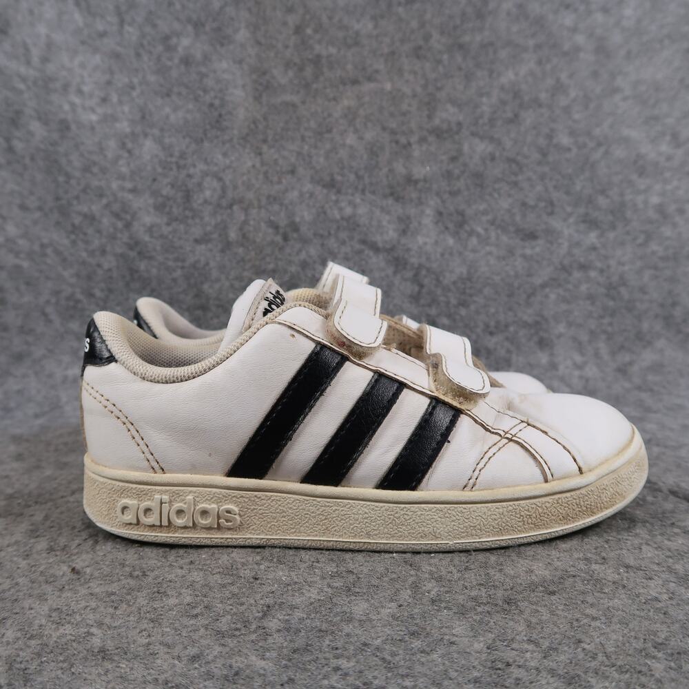 Adidas Shoes Kids 10K Grand Court Sneakers Double Strap Casual Trainer White